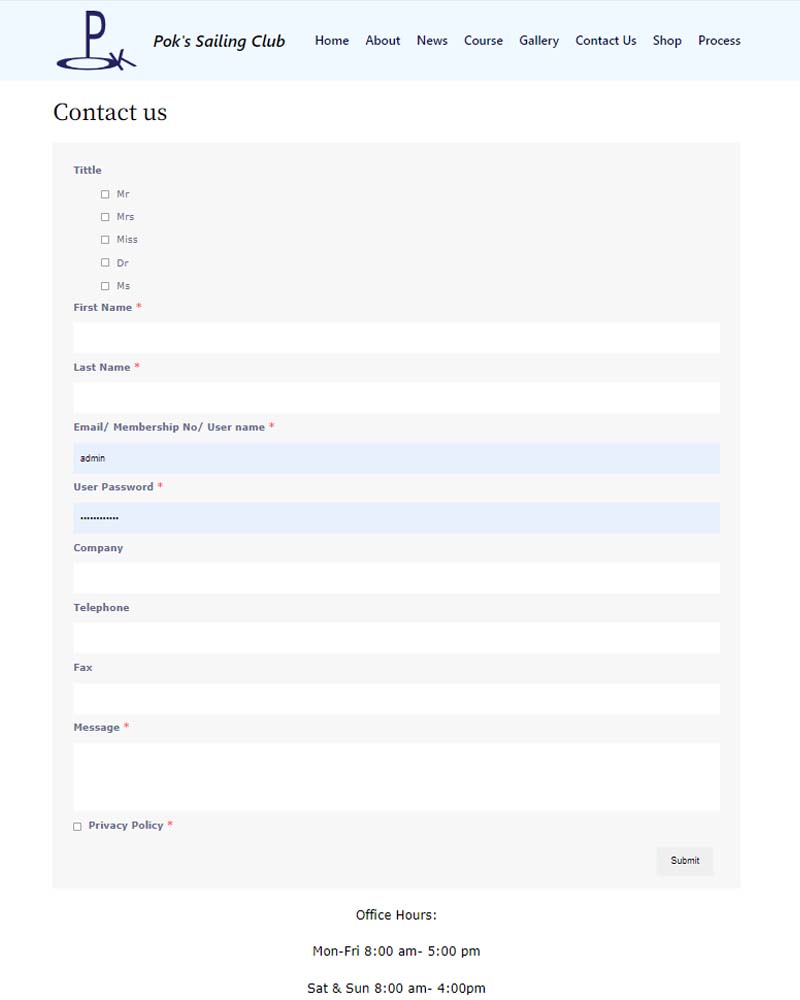 CCT460 Assignment1 Contact Page 